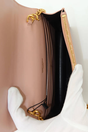Saint Laurent Kate Tassel Wallet on Chain Pale Pink Leather Crossbody Clutch Bag - www.unoo.com