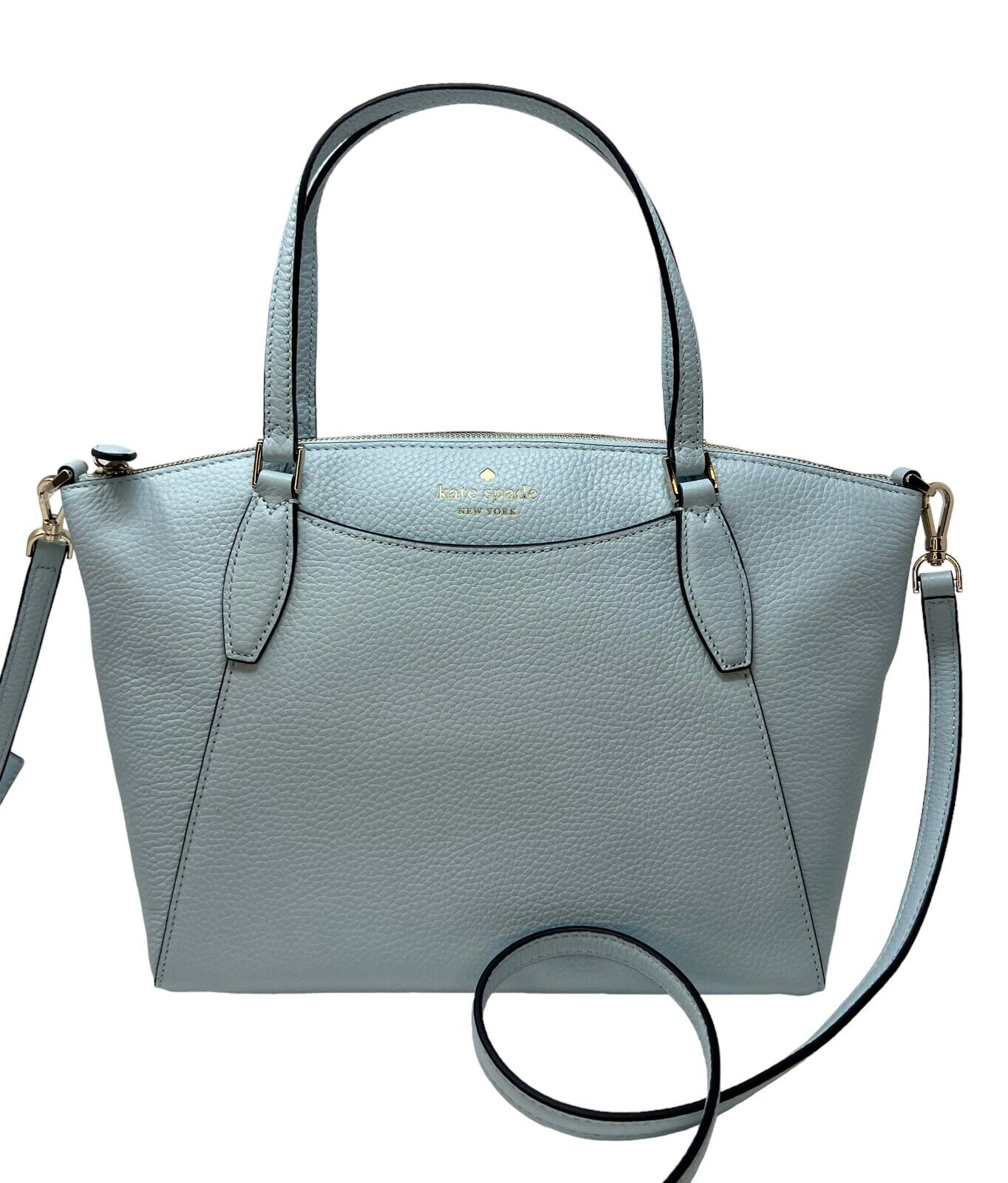 Kate Spade Monica Satchel Frosty Sky Pebbled Leather Crossbody Bag WKR00240 $359