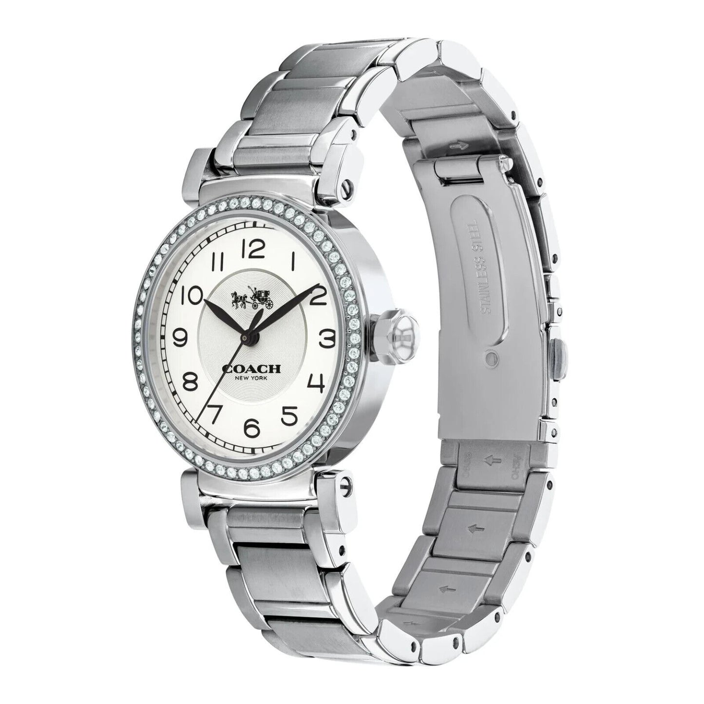 Coach Women's Madison Silver Stainless Steel Strap White Dial Watch 14502396