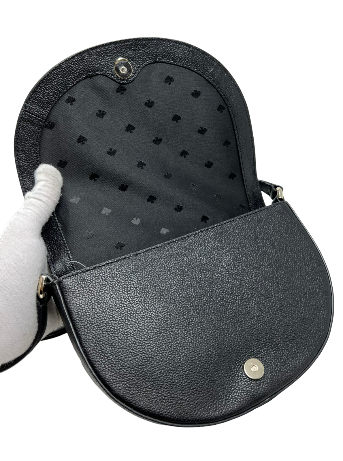 Kate Spade Flap Crossbody Crescent Black Pebble Leather Bag K8146 $329