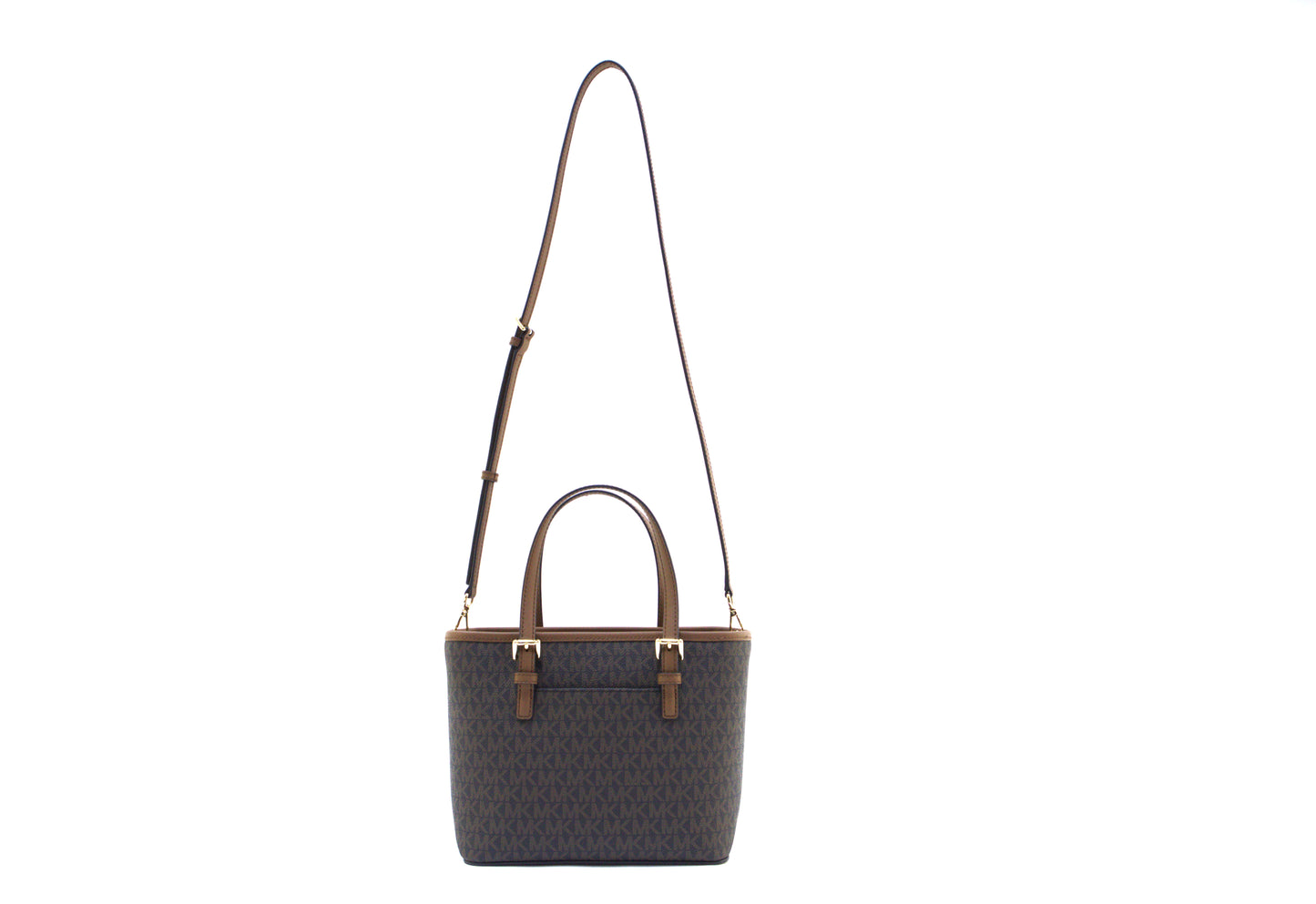 Michael Kors Jet Set Travel Extra-Small Logo Top-Zip CarryAll Tote Bag - Brown