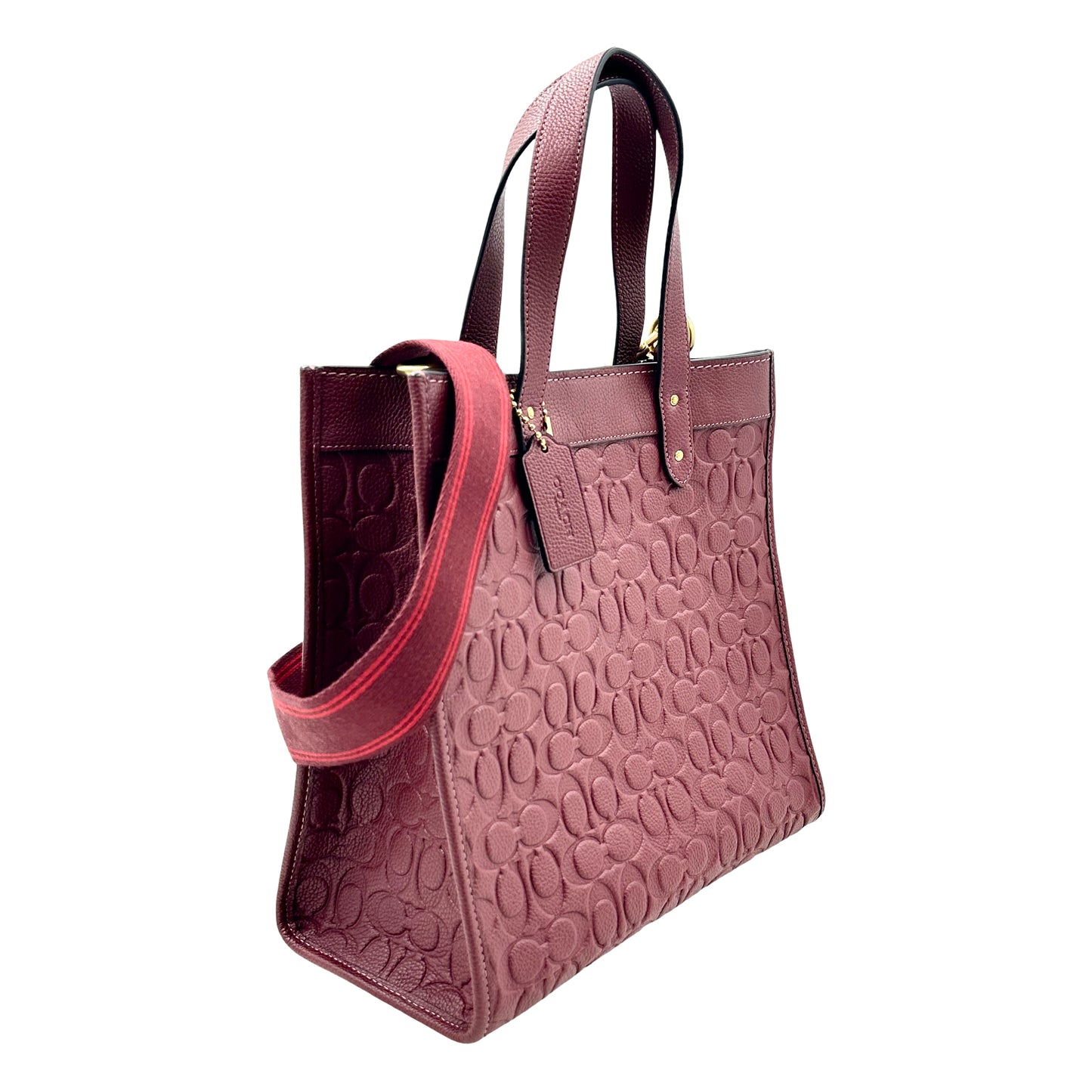 Coach Signature Field Leather Tote - Wine