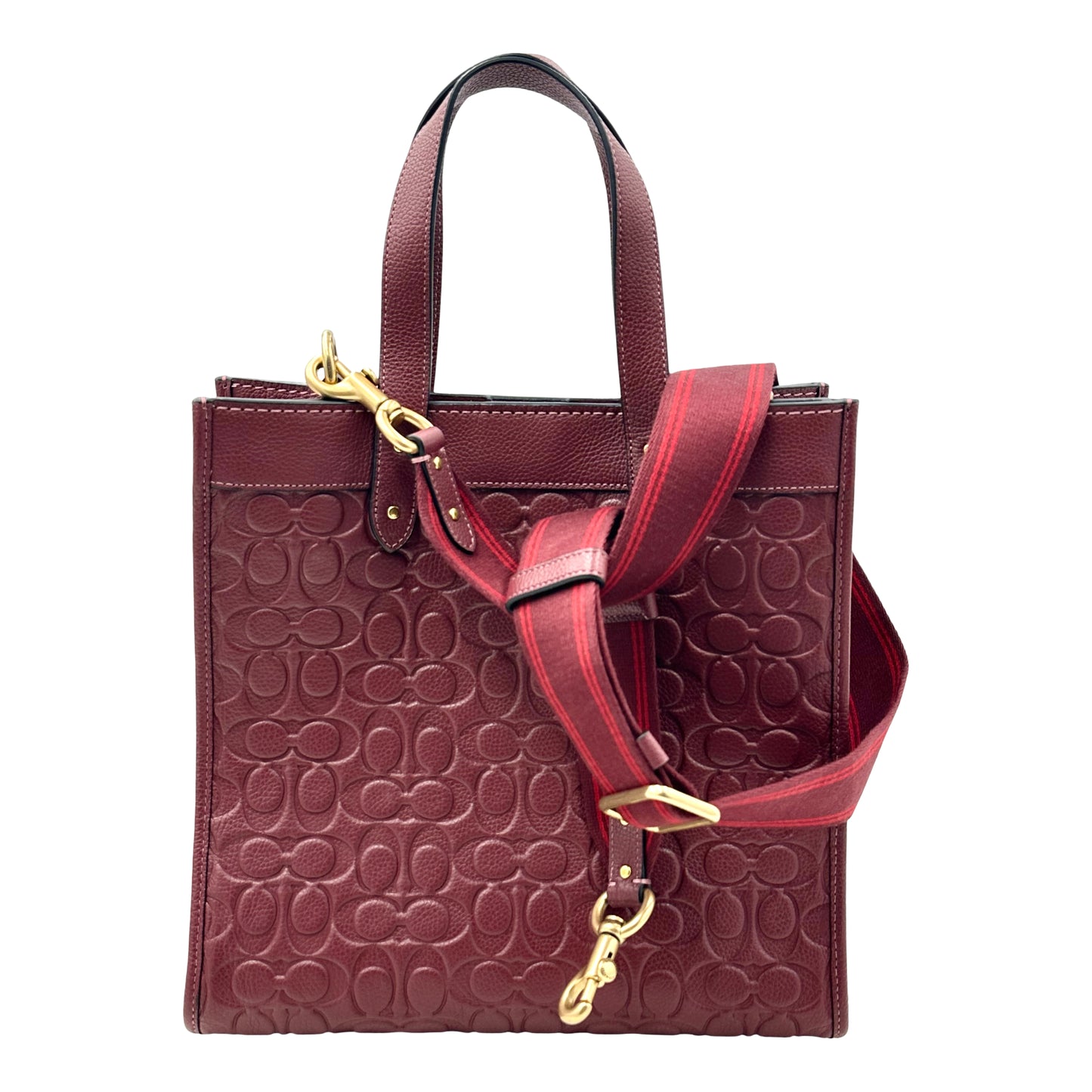 Coach Signature Field Leather Tote - Wine