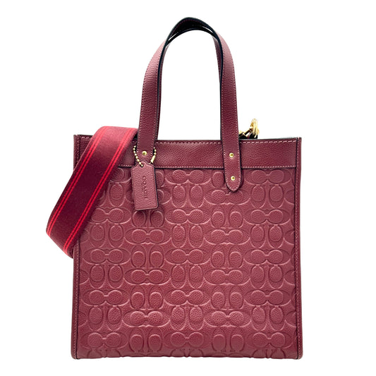 Coach Signature Field Leather Tote - Wine
