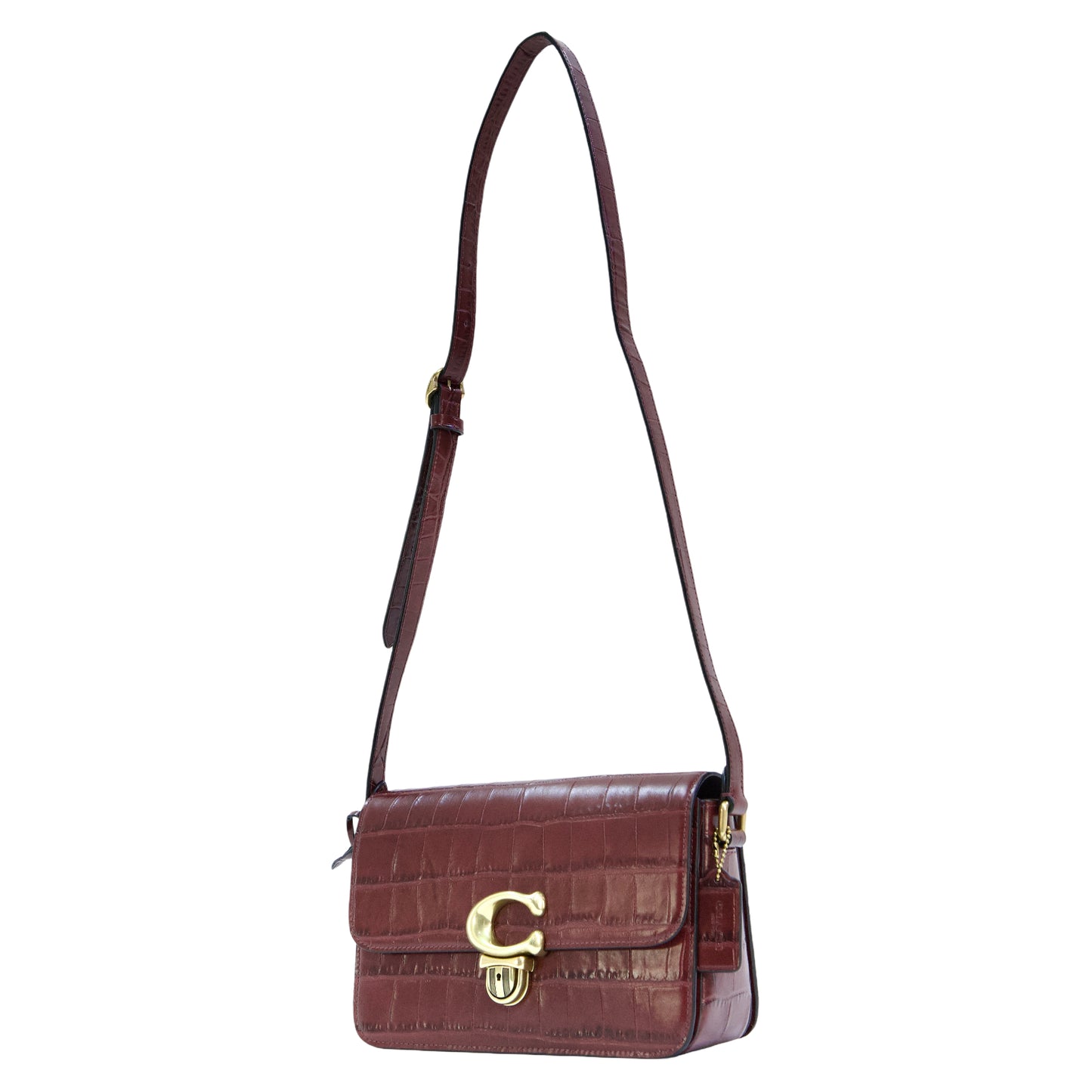 Coach Studio Embossed Croc Crossbody Shoulder Bag - Wine