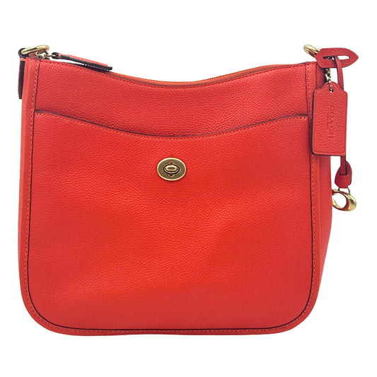 Coach Polished Pebble Leather Chaise Crossbody - Red/Orange