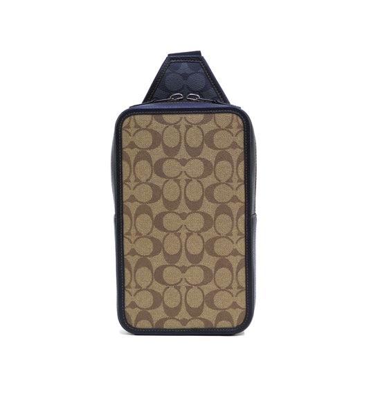 Coach Sullivan Pack In Blocked Signature Canvas - Khaki/Charcoal