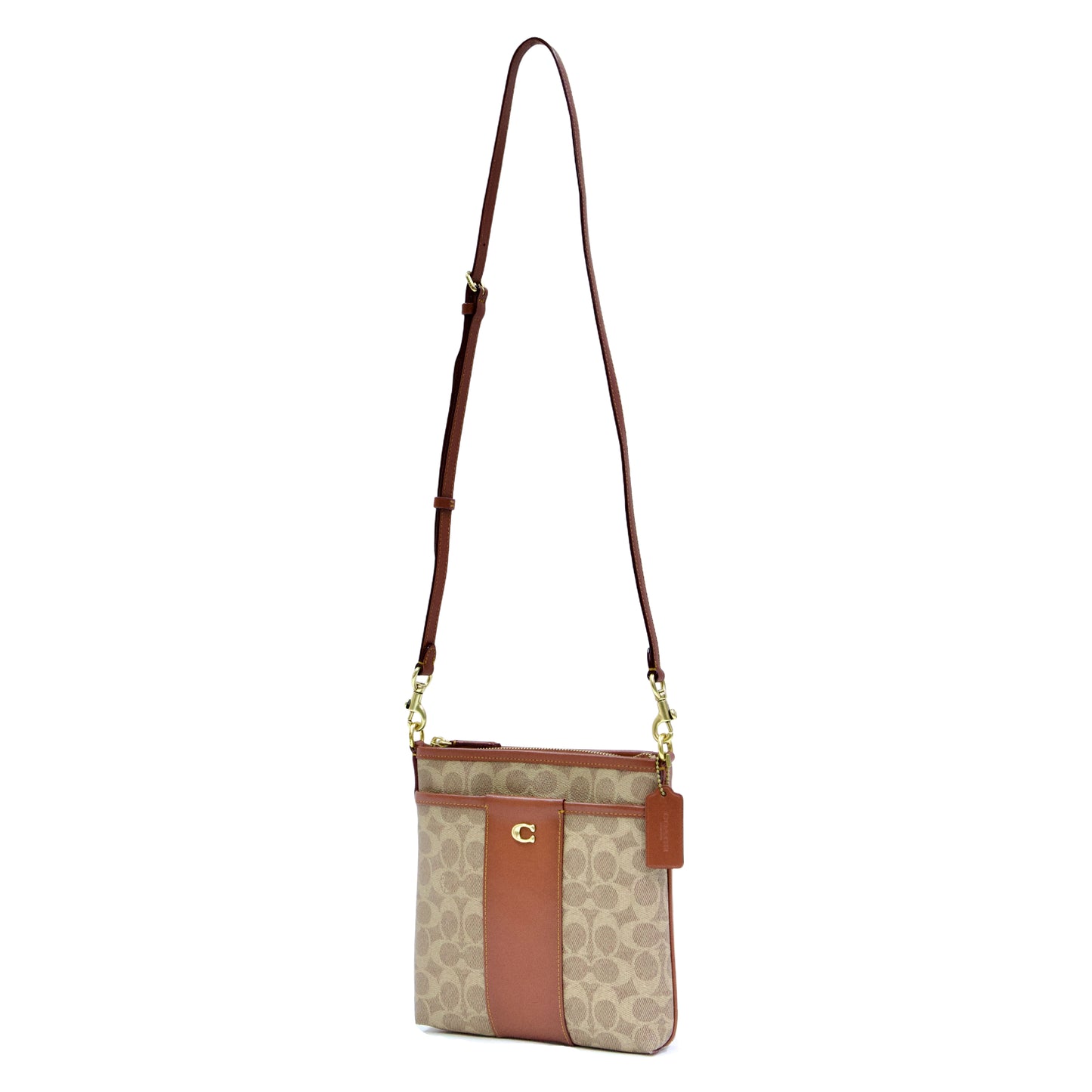 Coach Color-Block Coated Canvas Signature Kitt - Tan Rust