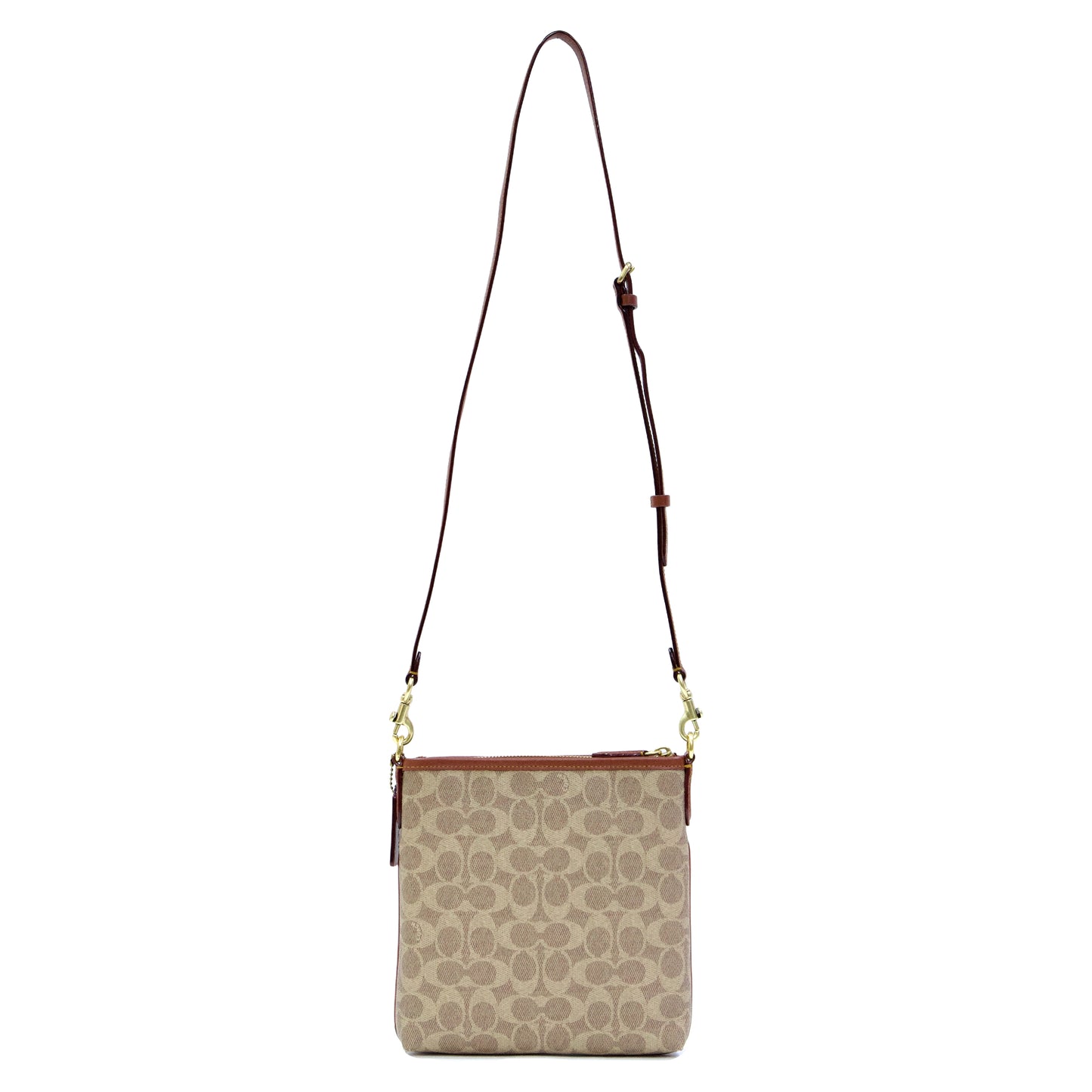 Coach Color-Block Coated Canvas Signature Kitt - Tan Rust