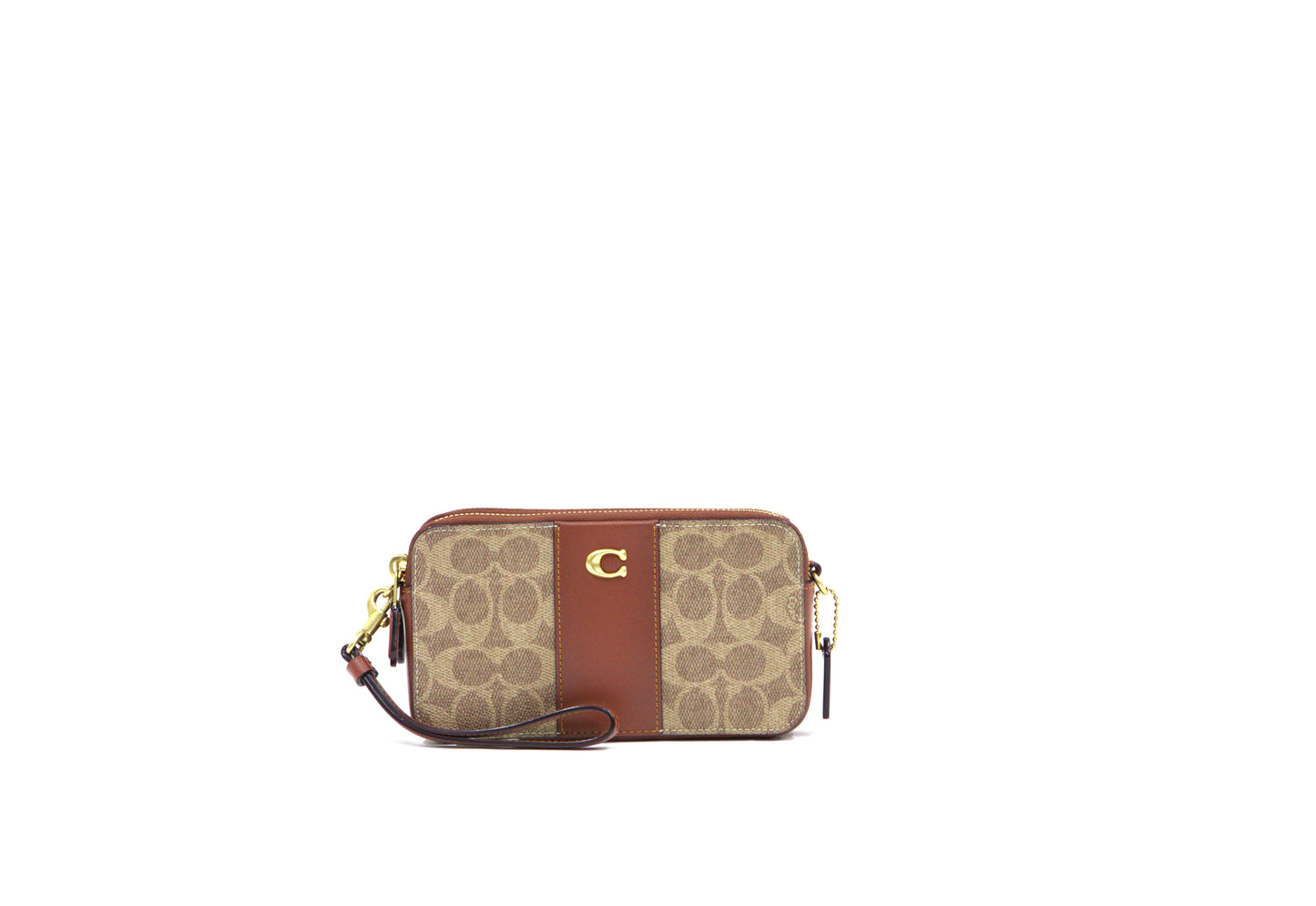 Coach Card Case Signature Kira Crossbody - Tan/Rust