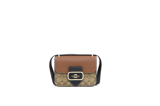 Coach Morgan Square In Colorblock Signature Canvas - Khaki Multi