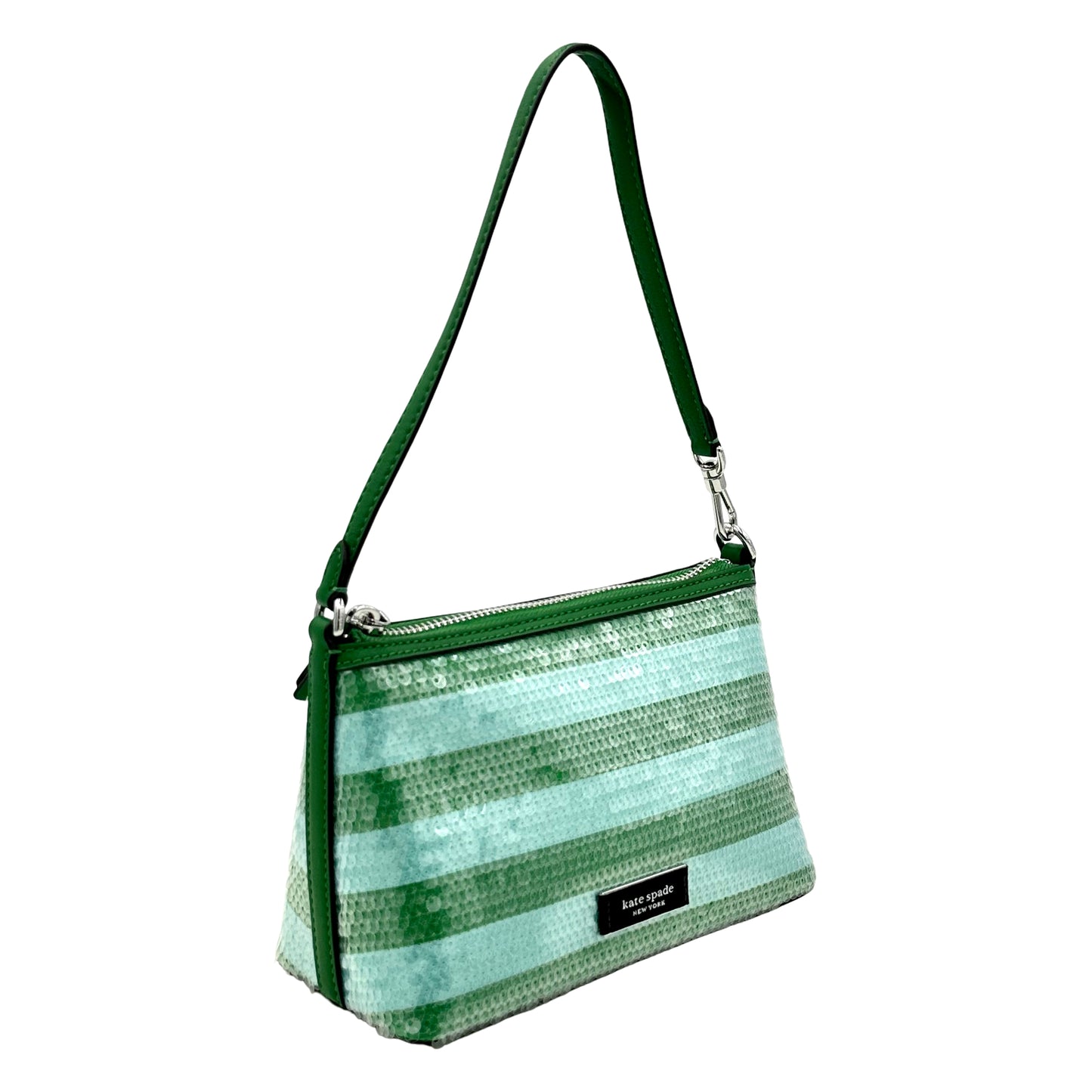 Kate Spade Lulu Seaside Stripe Sequin East West Pouchette - Green