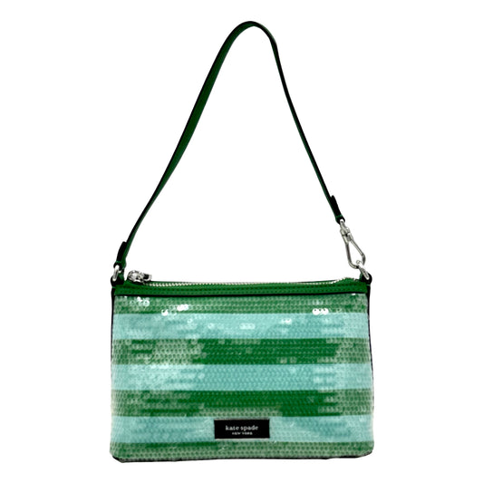 Kate Spade Lulu Seaside Stripe Sequin East West Pouchette - Green