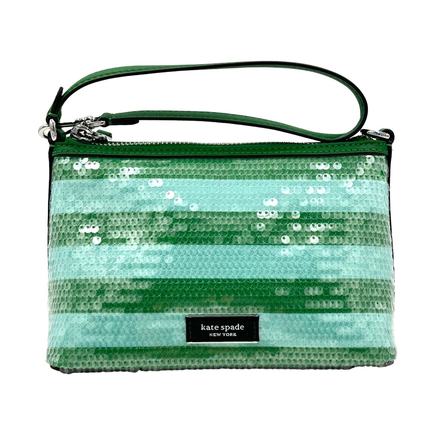 Kate Spade Lulu Seaside Stripe Sequin East West Pouchette - Green