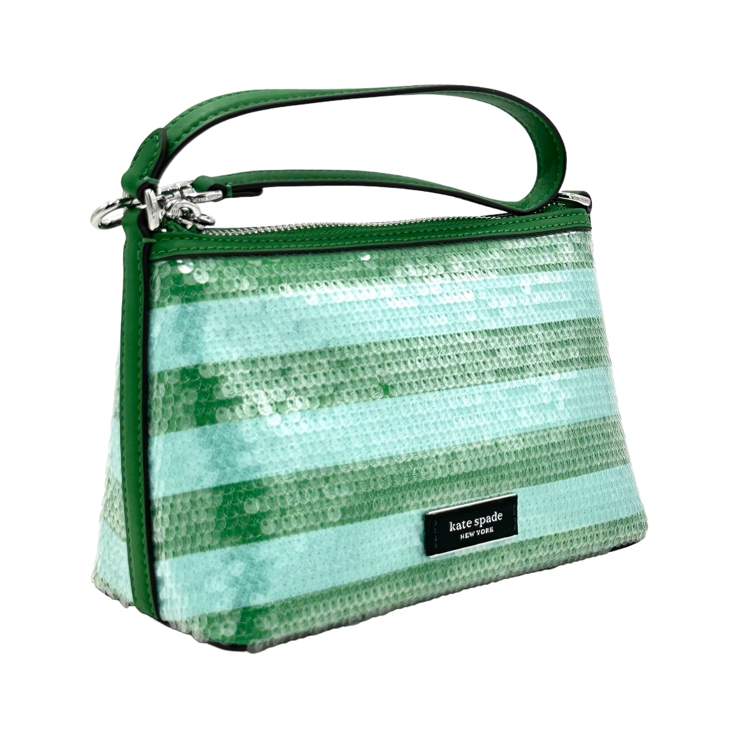 Kate Spade Lulu Seaside Stripe Sequin East West Pouchette - Green