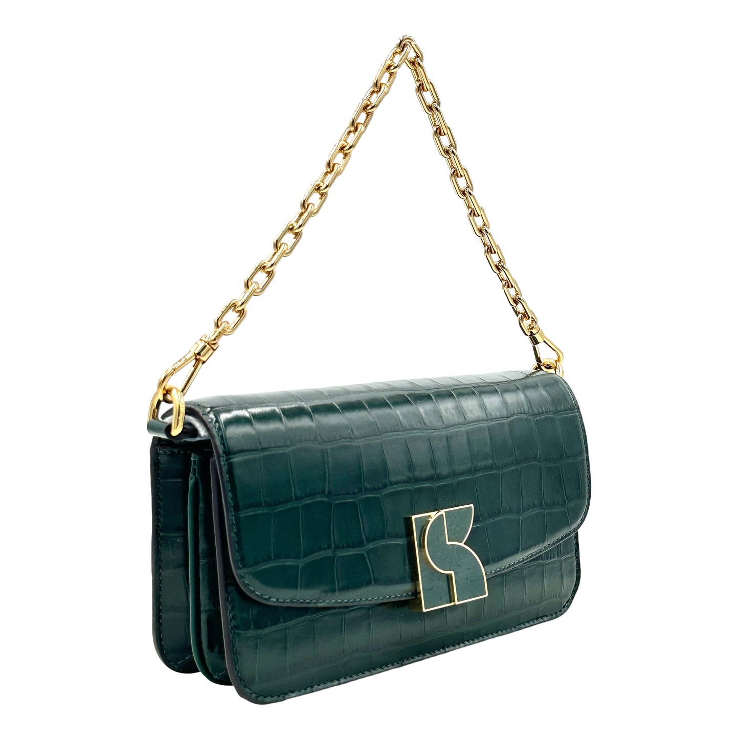 Kate Spade Dakota Croc Embossed Small Convertible Crossbody Shoulder Bag - Rock Garden