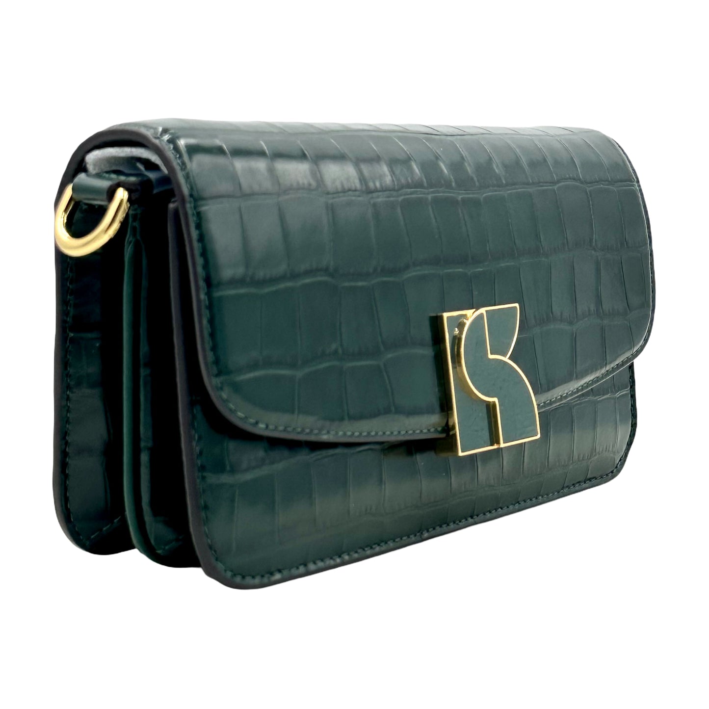 Kate Spade Dakota Croc Embossed Small Convertible Crossbody Shoulder Bag - Rock Garden