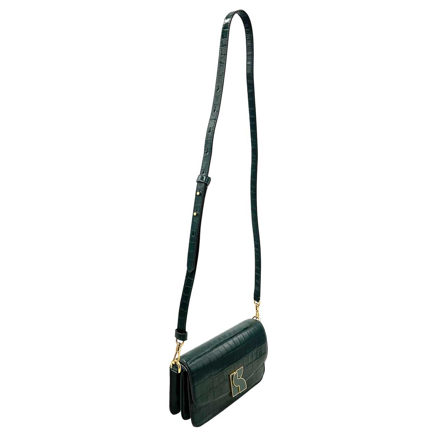 Kate Spade Dakota Croc Embossed Small Convertible Crossbody Shoulder Bag - Rock Garden