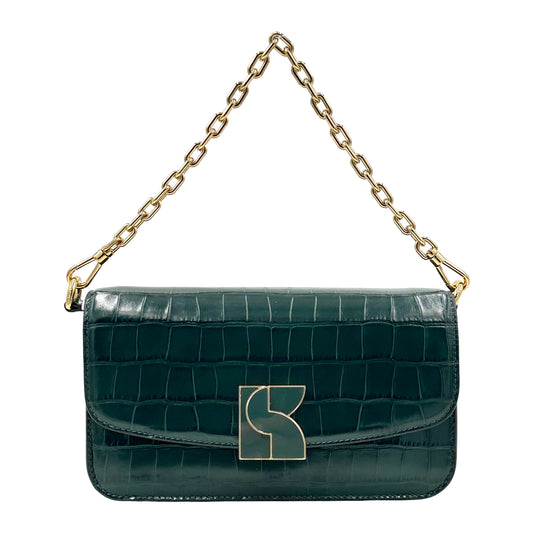 Kate Spade Dakota Croc Embossed Small Convertible Crossbody Shoulder Bag - Rock Garden