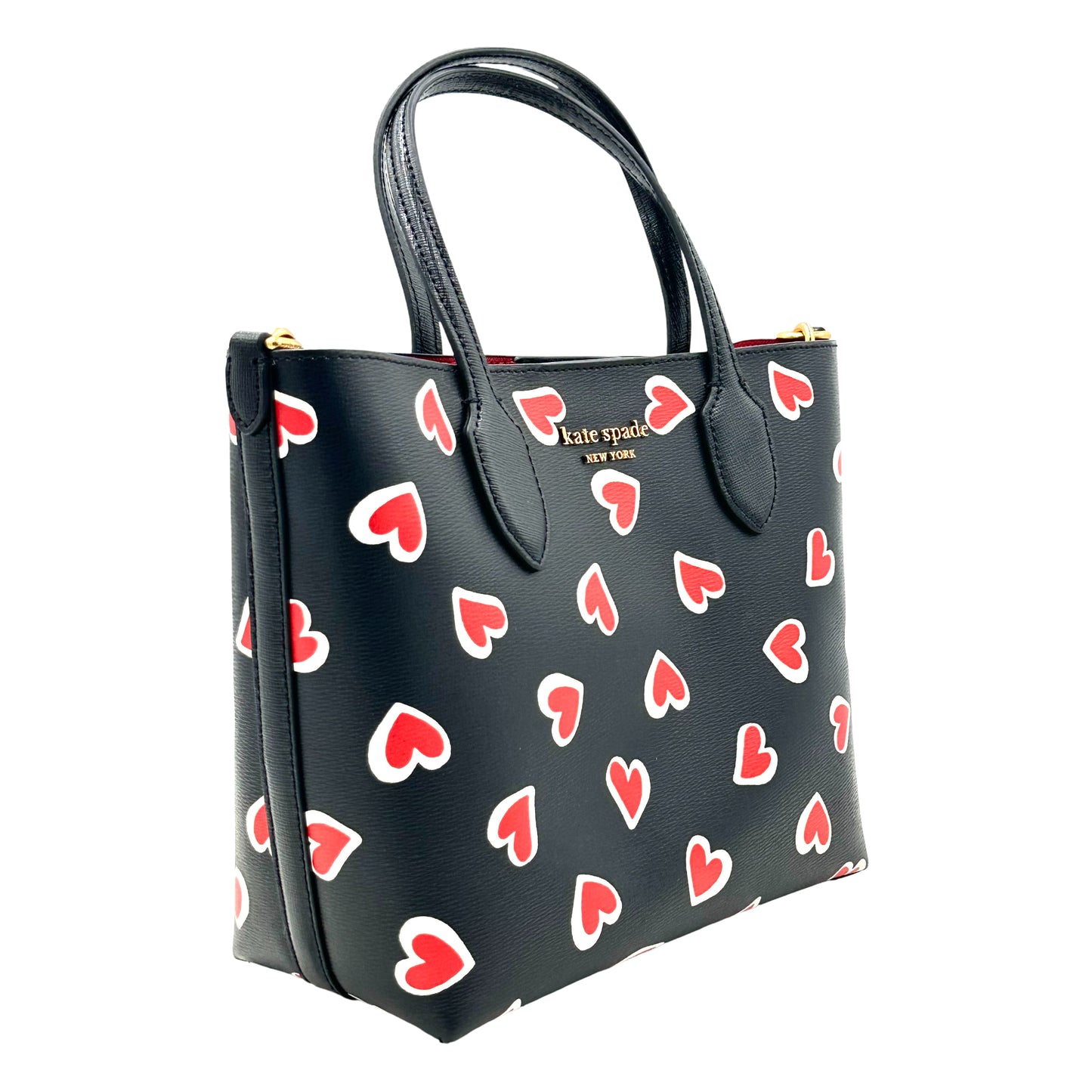 Kate Spade Bleecker Stencil Hearts Medium Crossbody Tote - Black/Red