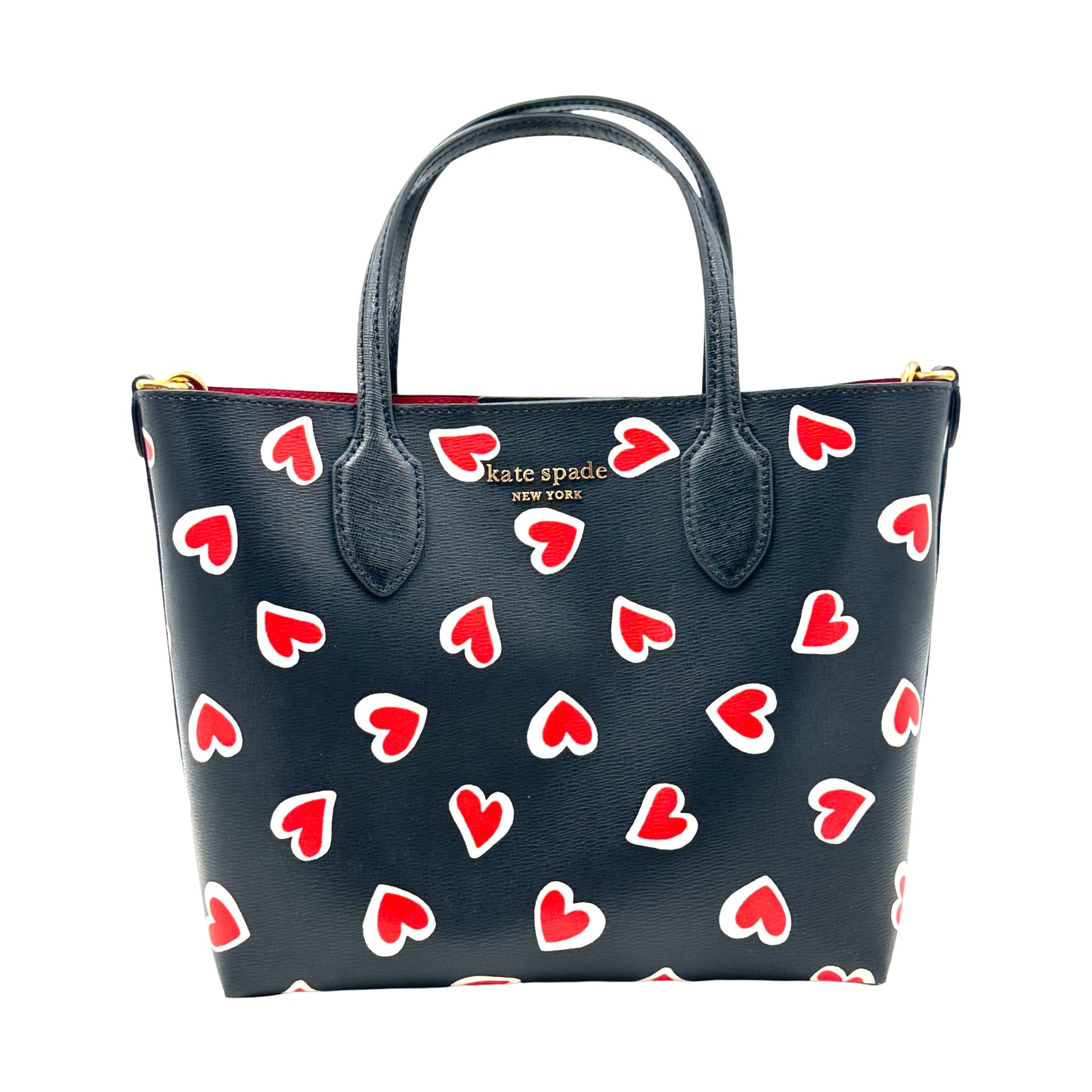 Kate Spade Bleecker Stencil Hearts Medium Crossbody Tote - Black/Red