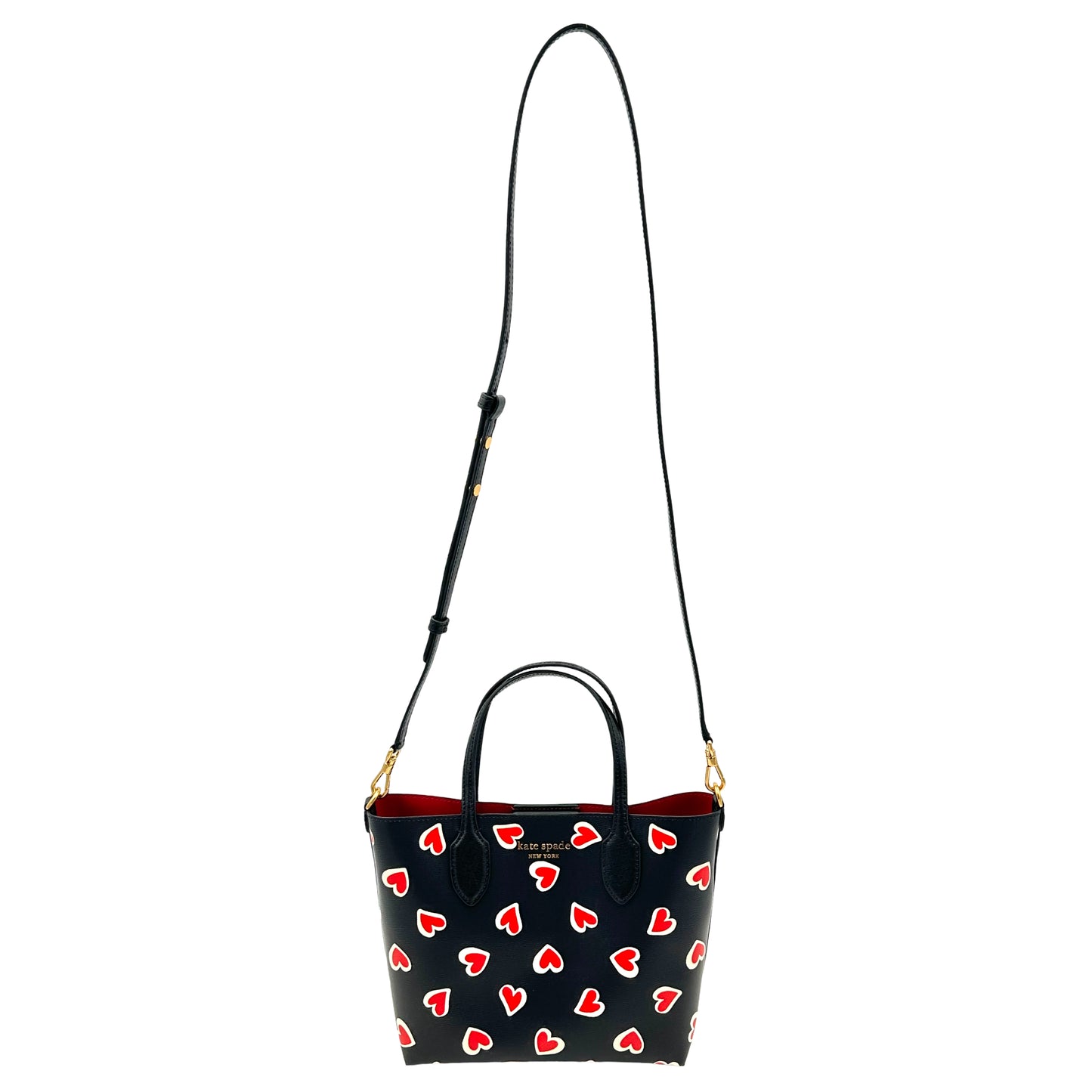 Kate Spade Bleecker Stencil Hearts Medium Crossbody Tote - Black/Red