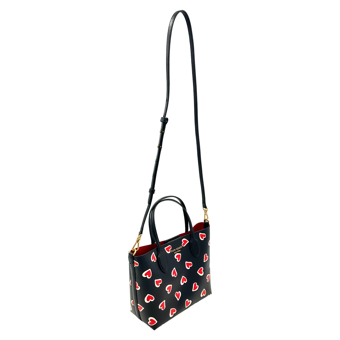 Kate Spade Bleecker Stencil Hearts Medium Crossbody Tote - Black/Red