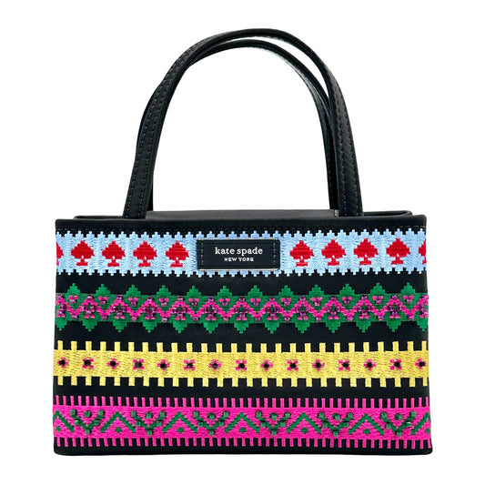 Kate Spade Sam Icon Carnival Fairisle Mini Tote Crossbody Handbag - Black Multi
