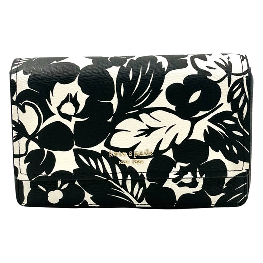 Kate Spade Morgan Tropical Foliage Flap Chain Wallet - White/Black
