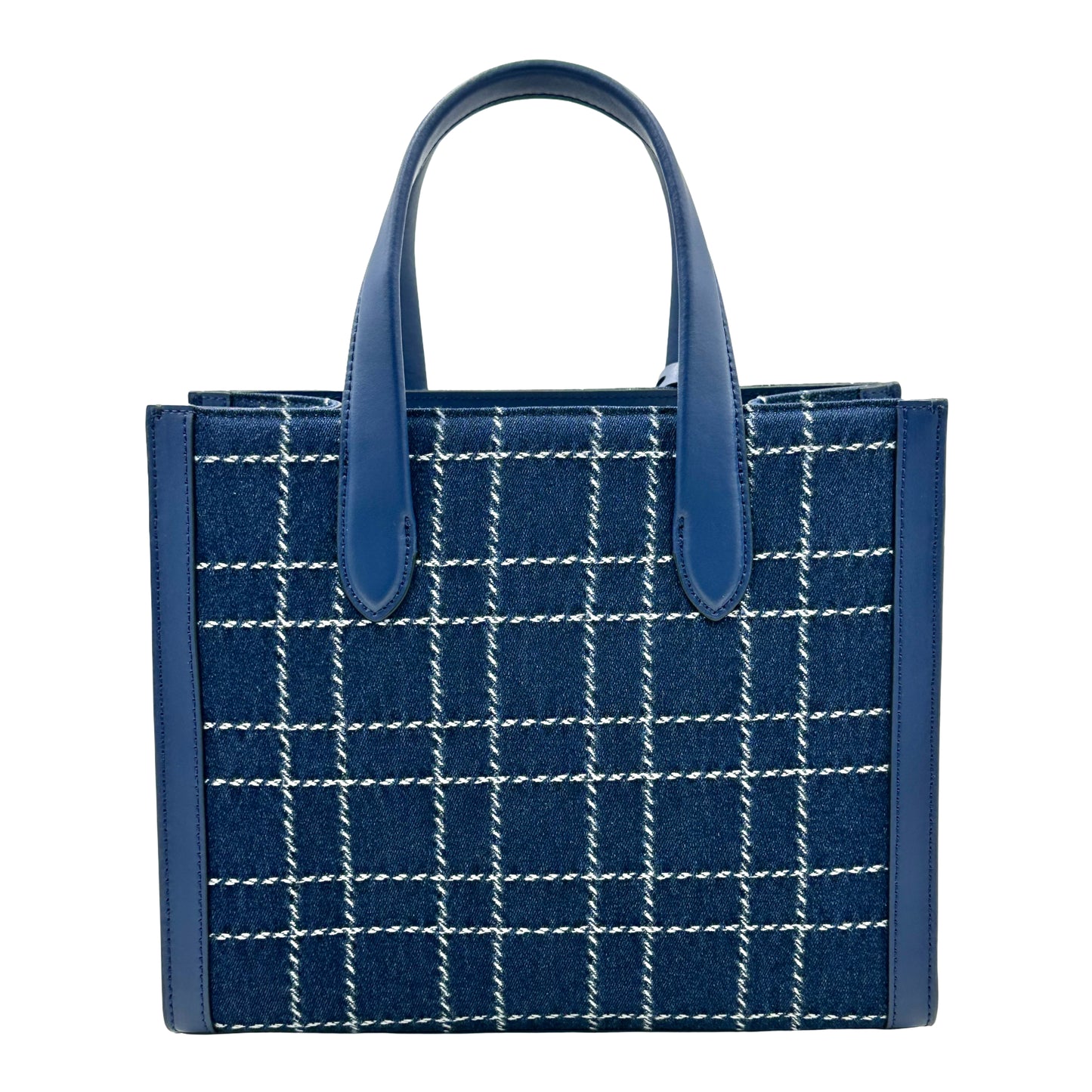 Kate Spade Manhattan Denim Check Small Tote Crossbody Handbag - Indigo