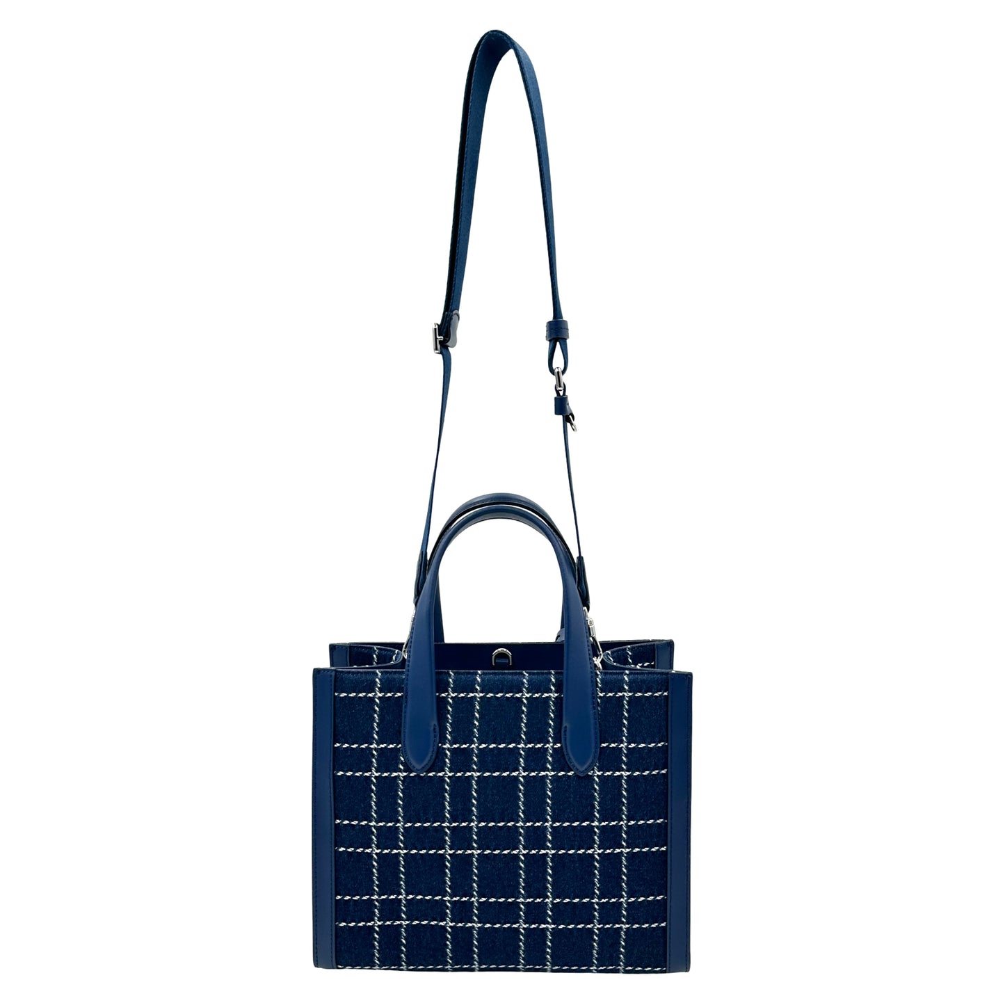 Kate Spade Manhattan Denim Check Small Tote Crossbody Handbag - Indigo