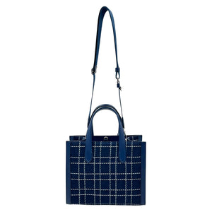 Kate Spade Manhattan Denim Check Small Tote Crossbody Handbag - Indigo - www.unoo.com