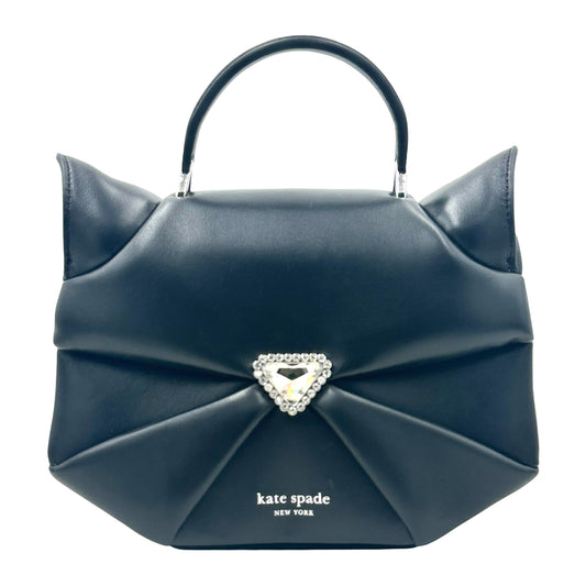 Kate Spade Whiskers 3d Cat Leather Crossbody- Black