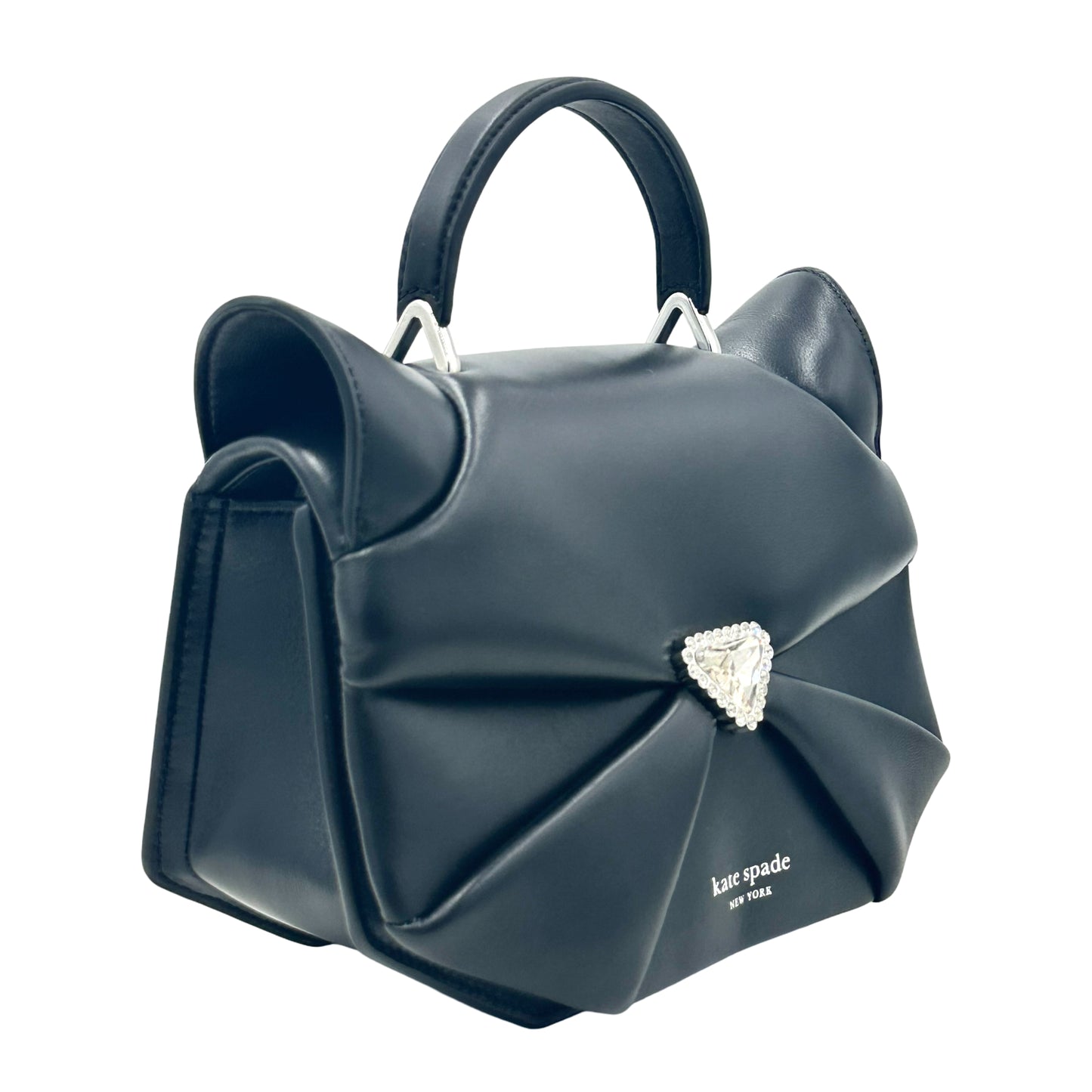 Kate Spade Whiskers 3d Cat Leather Crossbody- Black