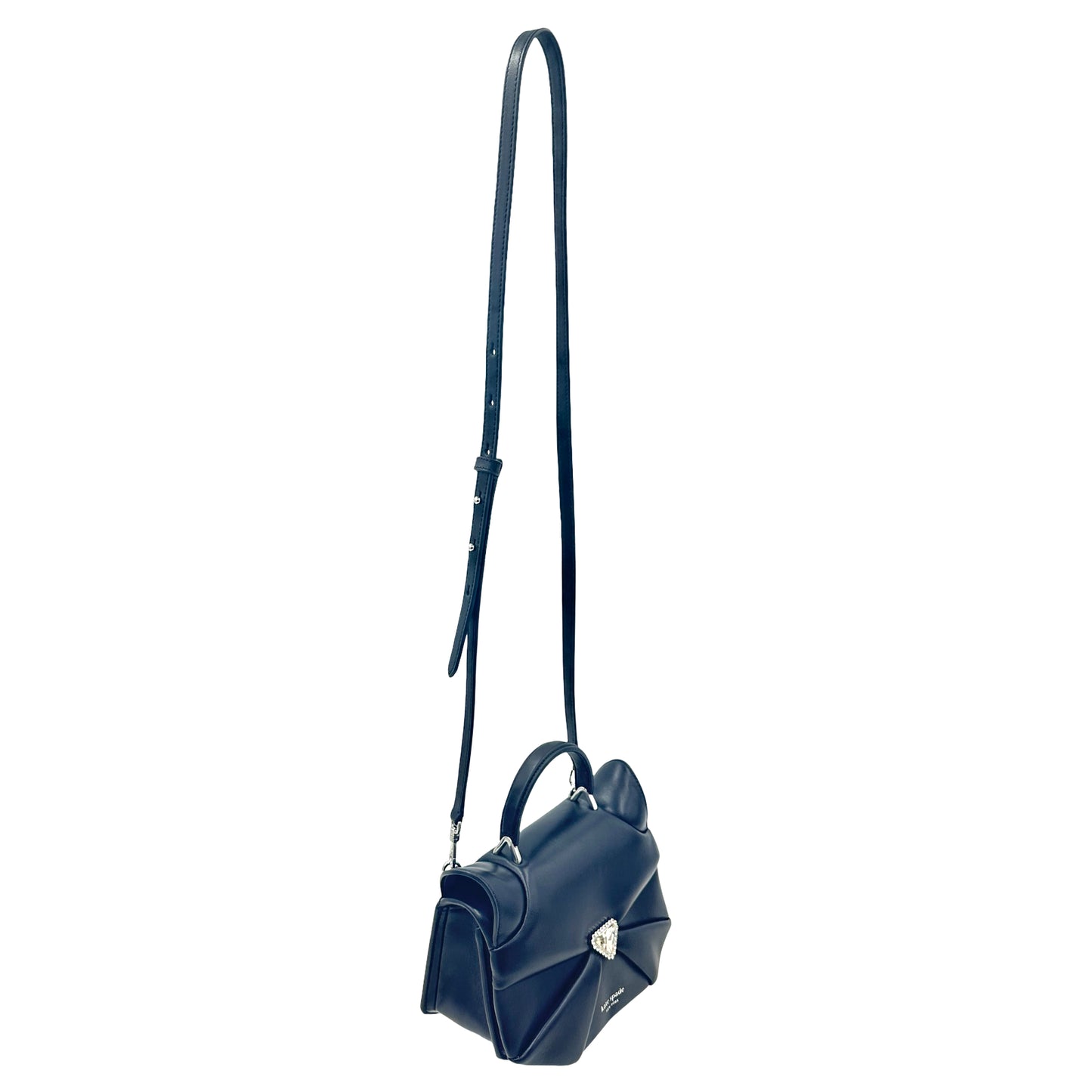 Kate Spade Whiskers 3d Cat Leather Crossbody- Black