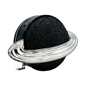 Kate Spade Spaced Out embellished metallic crossbody bag in black with micro chain strap, stylish and compact accessory.