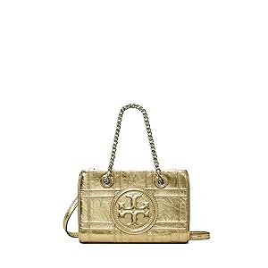 Tory Burch Fleming Soft Metallic Quilt Mini Chain Tote 18 Kt - Gold