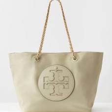 Tory Burch Ella Logo Chain Nylon Tote – Light Natural
