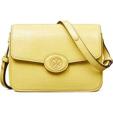 Tory Burch Robinson Crosshatched Convertible Shoulder Bag - Pale Yellow