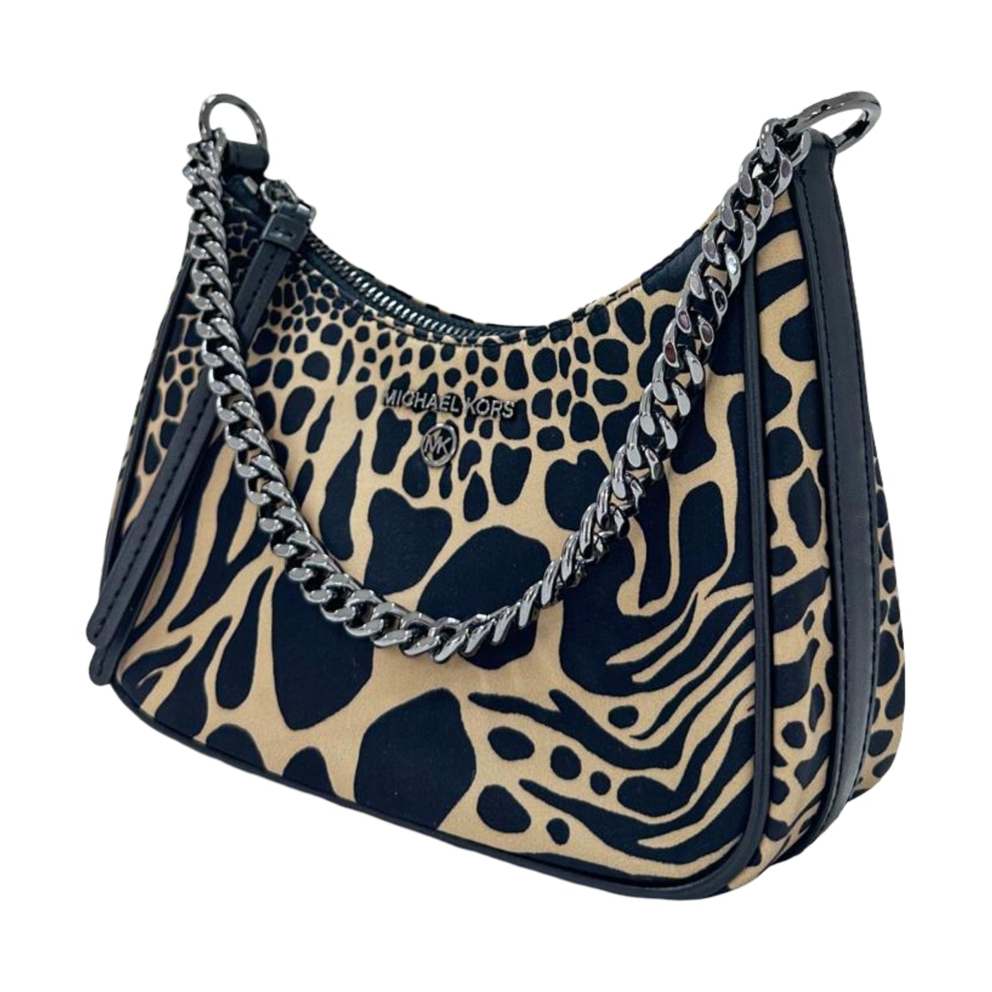 Michael Kors Jet Set Charm Small Animal Print Nylon Shoulder Bag- Brown/ Multi