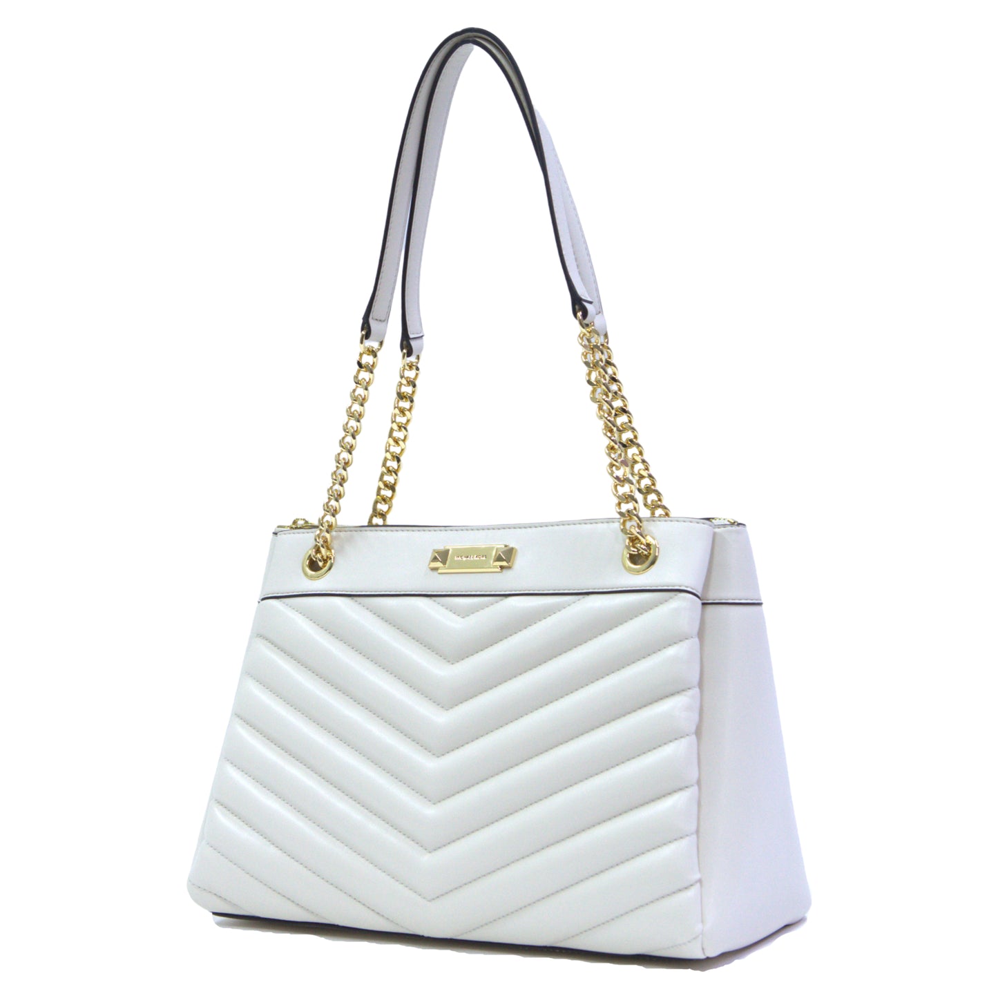 Michael Kors Whitney Medium Chain Strap Tote Shoulder Bag - Light Cream