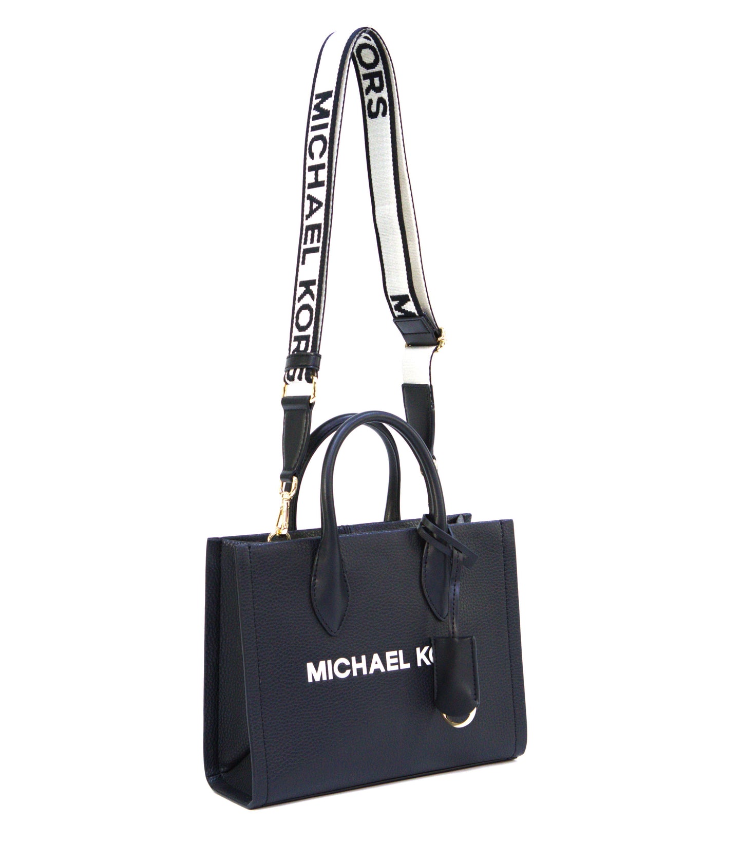 Michael Kors Mirella Small Leather Shopper Crossbody- Black