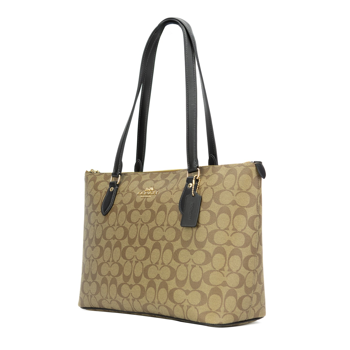 Coach Gallery Tote In Signature Canvas - Khaki Black
