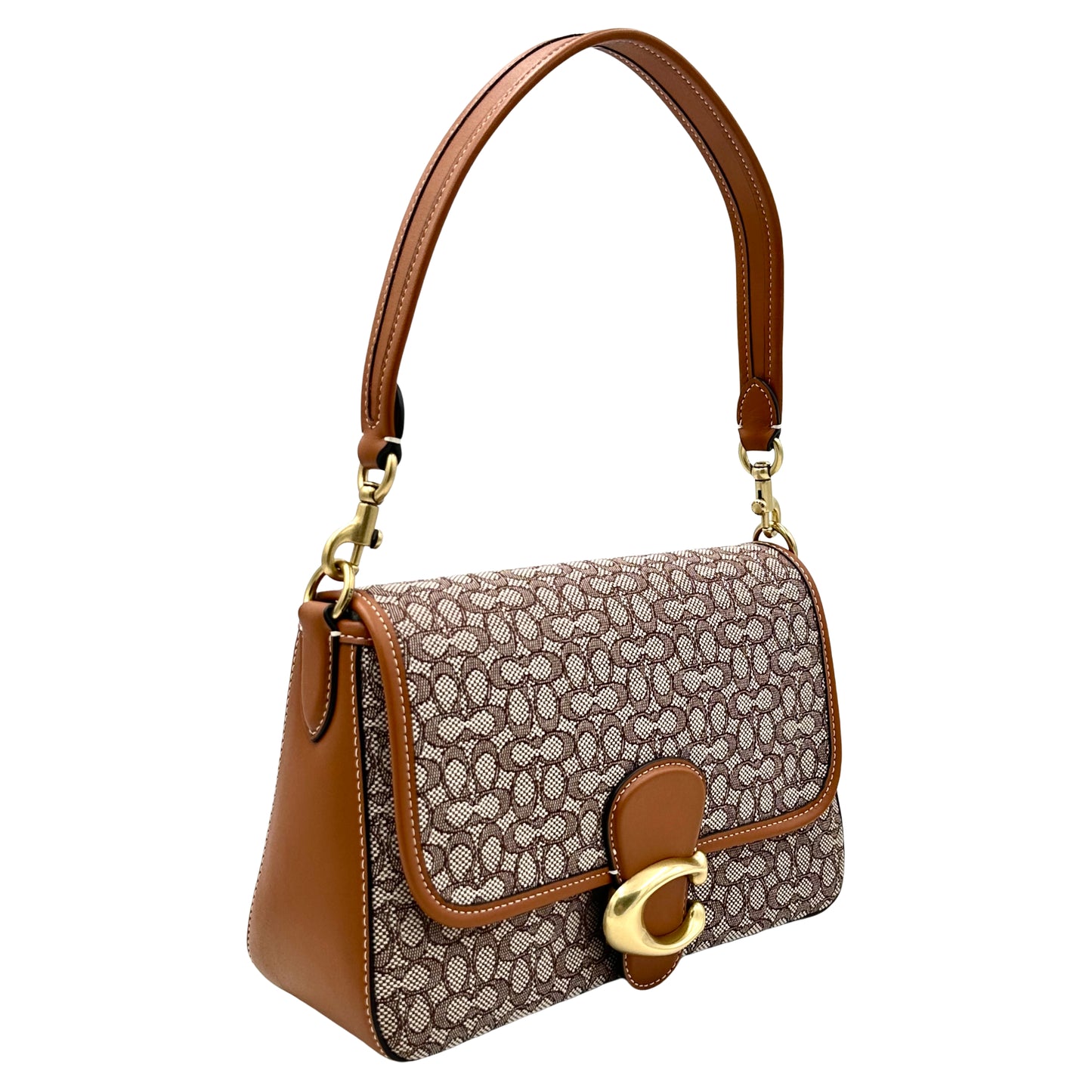 Coach Soft Tabby Shoulder Bag In Micro Signature Jacquard - Cocoa Burnished Amber