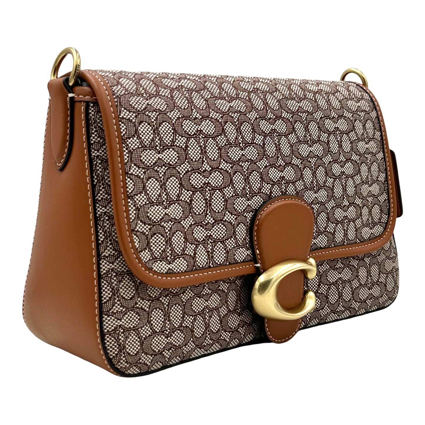 Coach Soft Tabby Shoulder Bag In Micro Signature Jacquard - Cocoa Burnished Amber