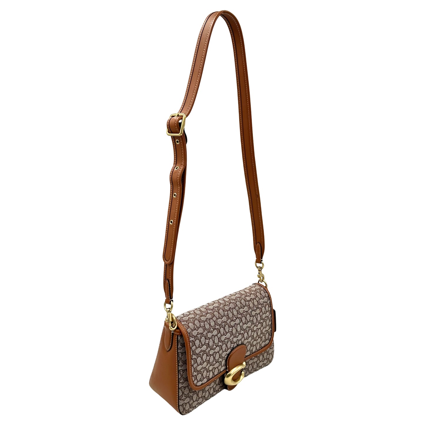 Coach Soft Tabby Shoulder Bag In Micro Signature Jacquard - Cocoa Burnished Amber