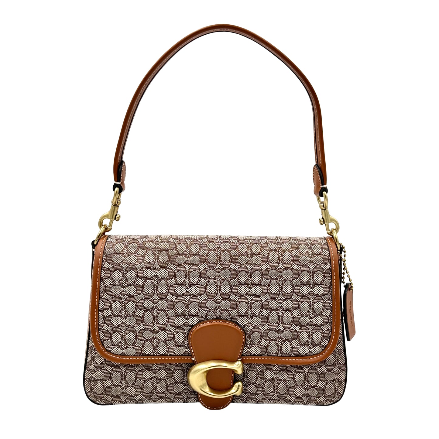Coach Soft Tabby Shoulder Bag In Micro Signature Jacquard - Cocoa Burnished Amber