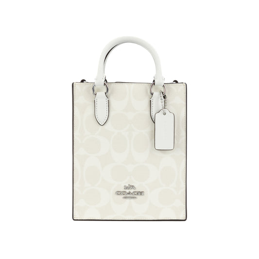 Coach North South Mini Tote In Signature Canvas - Chalk/Glacier White