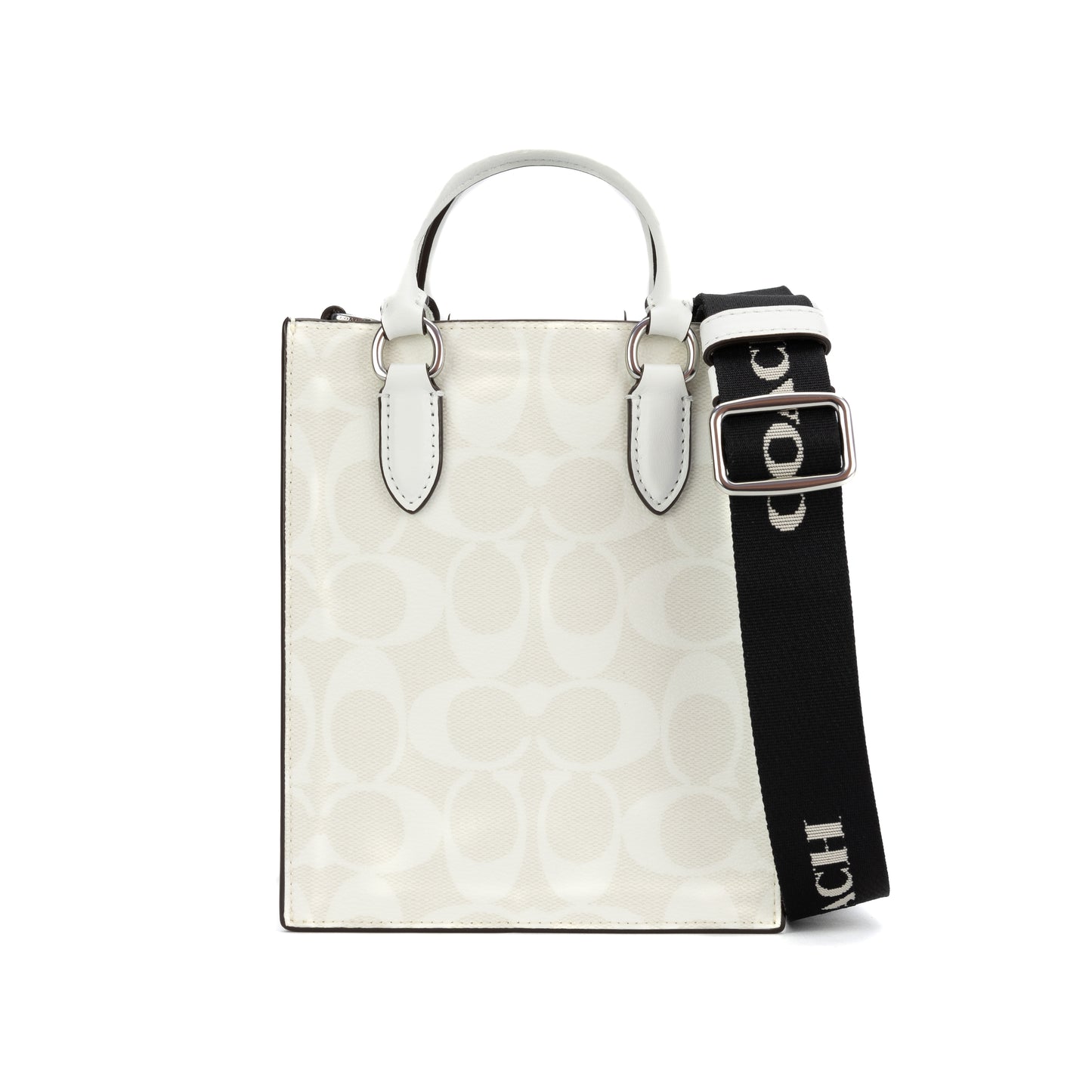 Coach North South Mini Tote In Signature Canvas - Chalk/Glacier White