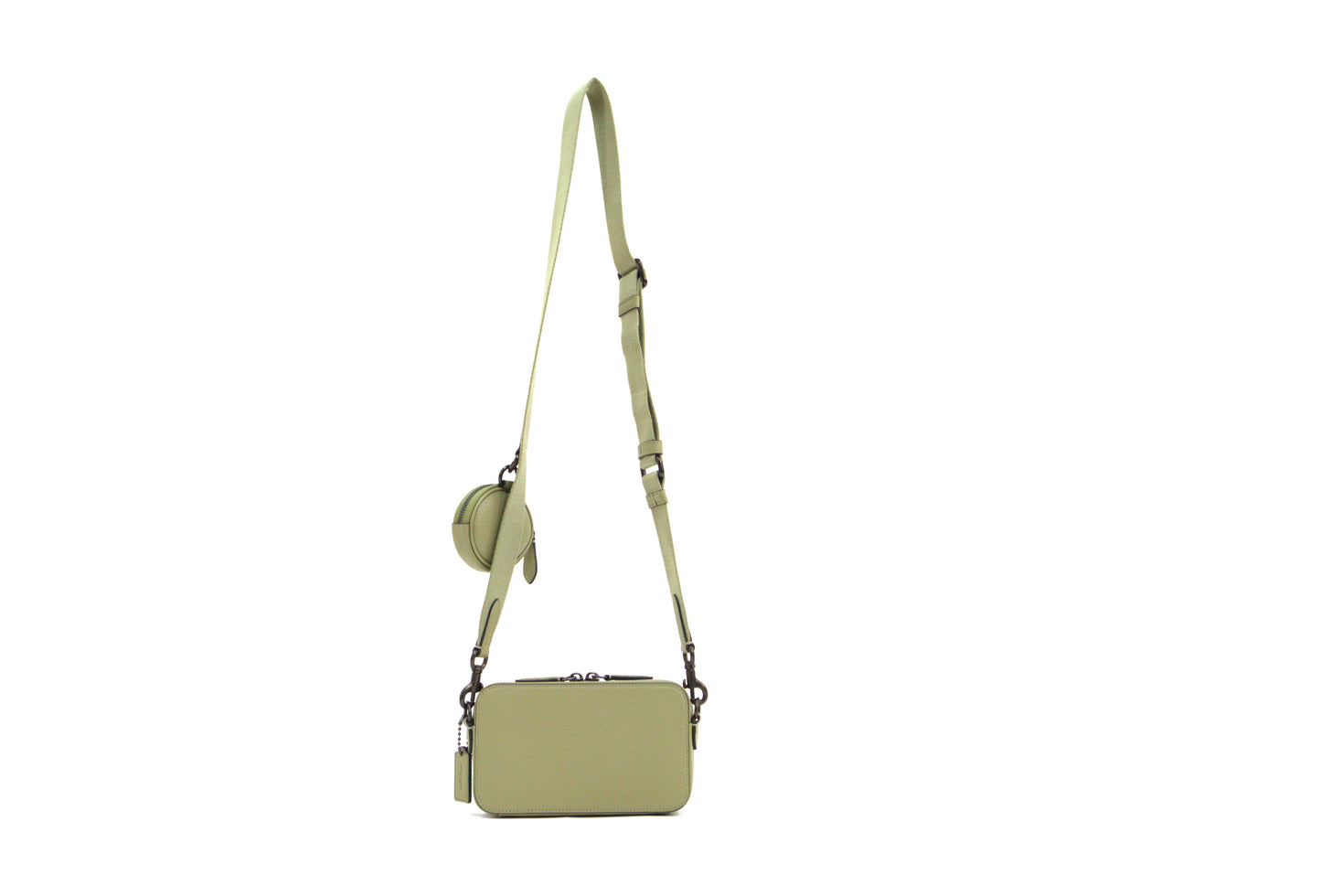 Coach Charter Slim Crossbody Bag Pebbled Leather Round Pouch - Moss
